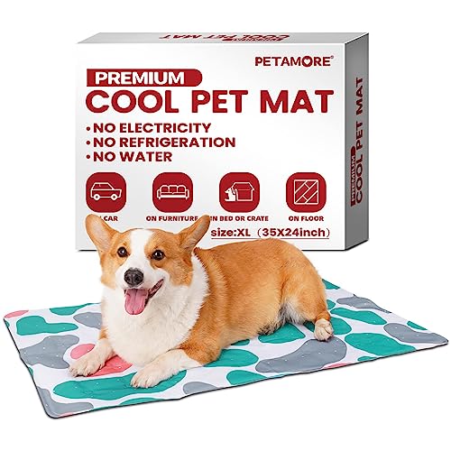 petamore XL Size Self - Cooling Pet Mats for Dogs and Cats - Pressure Activated Non-Toxic Solid Cooling Gel Dog Bed Summer Pets Pads