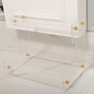 Yooloks Bathroom Organizer Countertop Acrylic 2 Tier - Counter Storage Organizer Makeup Organizer Vanity Shelf - Clear