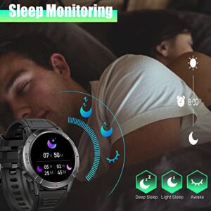 Military Smart Watches for Men with Bluetooth Call 1.43" AMOLED Always On Display Rugged Outdoor Tactical Smartwatch with Heart Rate Blood Pressure Sleep Monitor Sports Fitness Watch for Android iOS