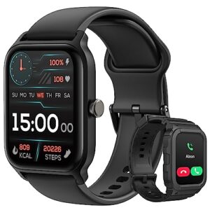 toobur smart watch alexa built-in, 1.8" fitness tracker with answer/make call, ip68 waterproof, heart rate, blood oxygen, sleep tracker, fitness watch with 2 straps for men, compatible ios andorid