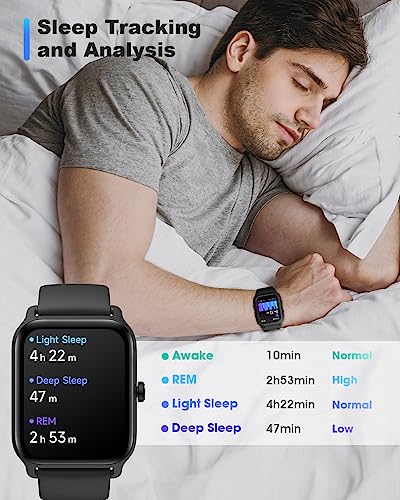 TOOBUR Smart Watch Alexa Built-in, 1.8" Fitness Tracker with Answer/Make Call, IP68 Waterproof, Heart Rate, Blood Oxygen, Sleep Tracker, Fitness Watch with 2 Straps for Men, Compatible iOS Andorid