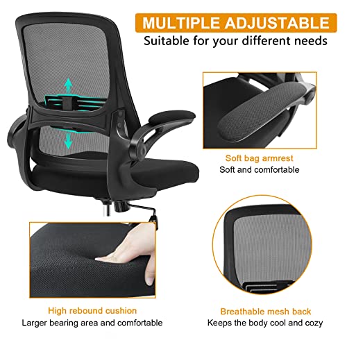 QY Ergonomic Office Chairs Mesh Office Chair Adjustable Armrest Lumbar Support Lift Swivel Tilt Function Comfortable Mesh Computer Chair with Height Adjustment Swivel Executive Task Chair