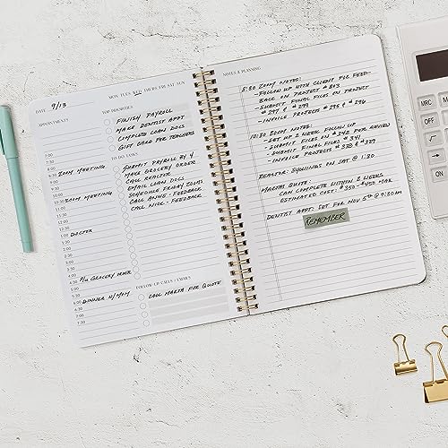 Simplified Daily Planner And Notebook With Hourly Schedule - Aesthetic Spiral To do List Notepad to Easily Organize Your Tasks And Appointments - Stylish Book And School Or Office Supplies For Women