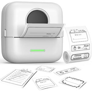 label maker machine with tape, portable bluetooth label printer sticker maker machine for labeling barcode, name, address, mailing, organizing, great for home, office, inkless, usb rechargeable