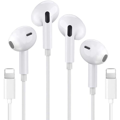 2 Pack Apple Earbuds for iPhone Headphones Wired Earphones with Lightning Connector (Built-in Microphone & Volume Control)[Apple MFi Certified] Noise Isolating for iPhone 14/13/12/11/XR/XS/X/8/7 White