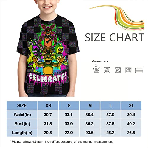 Boys and Girls Cartoon Novelty Shirts 3D Printed Short Sleeve Kids and Youth Game T-Shirts 4-X-Large