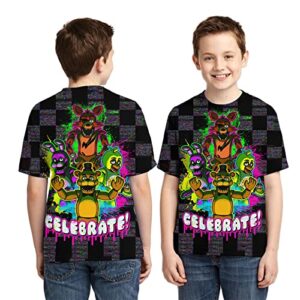 Boys and Girls Cartoon Novelty Shirts 3D Printed Short Sleeve Kids and Youth Game T-Shirts 4-X-Large