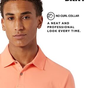 DKNY Men’s Polo Shirt – Cotton Mens Short Sleeve Polo Shirts | No Curl Collar Quick Dry Regular Fit Moisture-Wicking Golf Shirt for Men (Sizes: S-2XL) Coral