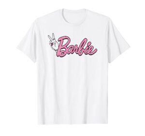 barbie - pink leopard print logo t-shirt