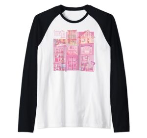 barbie - dream house 60th photoreal raglan baseball tee