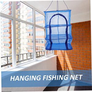 BESPORTBLE Foldable Fish Cage Fruit Dryer Hanging Clothes Drying Rack Laundry Drying Rack Collapsible Hanging Drying Net Zipper Drying Rack Folding Fish Mesh Nylon Blue Shrimp Fish Drying Net