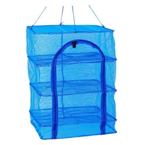 toddmomy fish drying net, 4 layers hanging drying fish net hanging mesh dryer foldable drying net with zippers laundry rack net for shrimp fish fruit vegetables herb