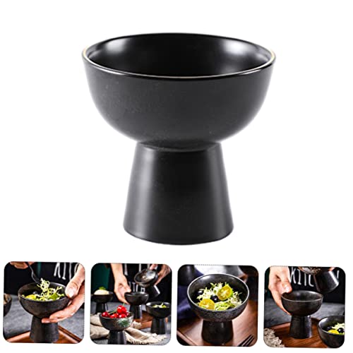 Anneome Trifle Bowl Glass Candle Holder Sea Urchin Cup Glass Menorah Trifle Cups Ceramic Cups for Dessert Porcelain Japanese-Style Black Cup Bowl Black Candle Holder Japanese Dessert Cup