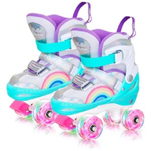 starkwheel roller skate shoes for kids - adjustable girl rollerskates, eu sizes 37-39 - light up wheels skates - best birthday gifts for girls and boys ages 3 4 5 6-12 year old