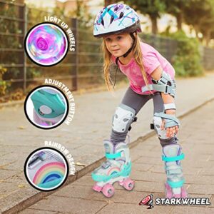 STARKWHEEL Roller Skate Shoes for Kids - Adjustable Girl Rollerskates, EU Sizes 37-39 - Light Up Wheels Skates - Best Birthday Gifts for Girls and Boys Ages 3 4 5 6-12 Year Old