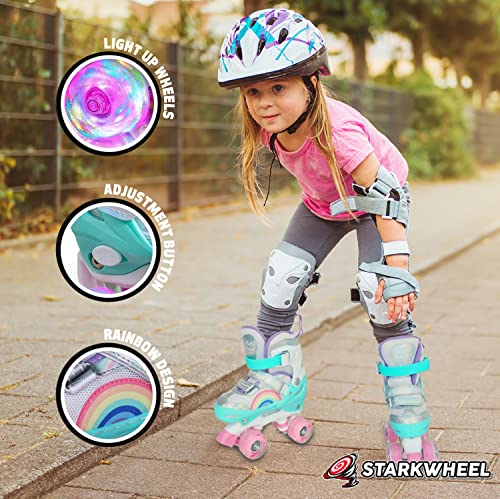 STARKWHEEL Roller Skate Shoes for Kids - Adjustable Girl Rollerskates, EU Sizes 37-39 - Light Up Wheels Skates - Best Birthday Gifts for Girls and Boys Ages 3 4 5 6-12 Year Old