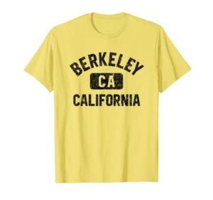 berkeley california gym style yellow w distress black print t-shirt