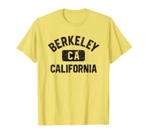 Berkeley California Gym Style Yellow w Distress Black Print T-Shirt