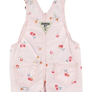 OshKosh B'Gosh Girls' World's Best Overalls, Pink Cherry Shortall, 18M