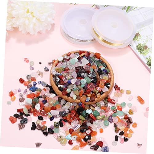 Natural Gemstone Beads 1 Box Natural Gravel Bracelets Kit Beads Irregular Gemstones Stones for Jewelry Making Round Beads Scattered Beads Natural Stone Bracelet Irregular Stones