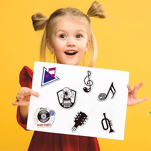 50Pcs Music Stickers for Water Bottles Vinyl Musical Note Stickers for Kids Waterproof Music Stickers for Laptop Guitar Hydroflask Scrapbooking Journaling