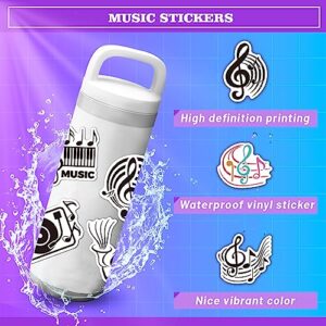 50Pcs Music Stickers for Water Bottles Vinyl Musical Note Stickers for Kids Waterproof Music Stickers for Laptop Guitar Hydroflask Scrapbooking Journaling