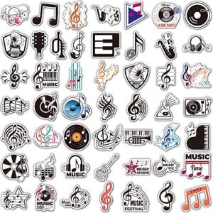 50Pcs Music Stickers for Water Bottles Vinyl Musical Note Stickers for Kids Waterproof Music Stickers for Laptop Guitar Hydroflask Scrapbooking Journaling