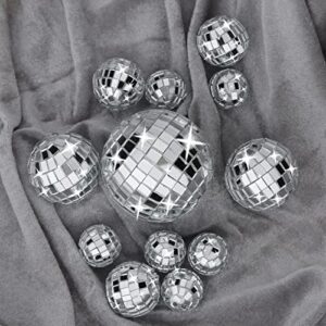 12pcs Disco Ball Cake Toppers, 4 sizes disco ball cake topper sliver Disco Theme Accessories for Birthday Cake Party 70s Theme Party Favor Cake Disco Ball Party Decorations