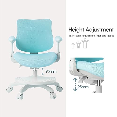 TIANFUSTAR Kids Desk Chair，Children Study Computer Chair with Adjustable Height,Swivel Mesh Task Student Chair for Teens Boys Girls Youth in Home Bedroom School