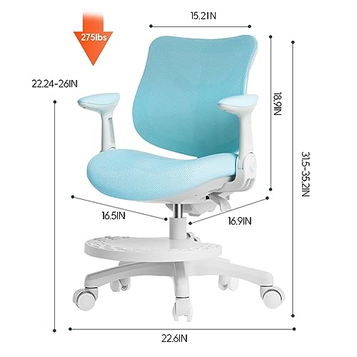 TIANFUSTAR Kids Desk Chair，Children Study Computer Chair with Adjustable Height,Swivel Mesh Task Student Chair for Teens Boys Girls Youth in Home Bedroom School