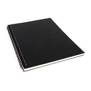 ykimok 1 pack college ruled notebook, soft black cover spiral notebook, memo notepad sketchbook, students office business diary spiral book journal,100 pages, 50 sheets, 10 x 7.5 inch