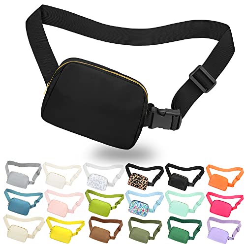 jealkip Waist Pack for Running Fanny Pack for Women and Men Crossbody Belt Bag Bum Bag with Adjustable Strap for Hiking Workout Sports Travel Black