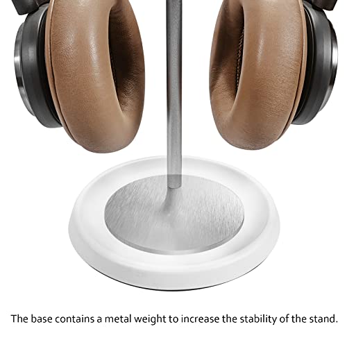 Headphone Stand, Curved Headset Stand with Storage Tray, Heavy Base Gaming Headset Holder for AirPods Max, AirPods, AirPods Pro, Beats, Bose, Sennheiser, Sony and More (White)