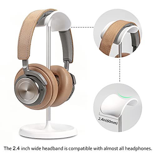 Headphone Stand, Curved Headset Stand with Storage Tray, Heavy Base Gaming Headset Holder for AirPods Max, AirPods, AirPods Pro, Beats, Bose, Sennheiser, Sony and More (White)