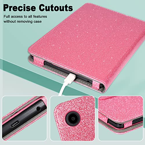 Caweet Case for TCL Tab 8 LE (Model: 9137W) 2023 Release, (𝐍𝐨𝐭 𝐅𝐢𝐭 𝐓𝐂𝐋 𝐓𝐚𝐛 𝟖 𝐌𝐨𝐝𝐞𝐥: 𝟗𝟎𝟑𝟖𝐒), Premium Leather Stand Cover with Magnetic Closure, Glitter Pink