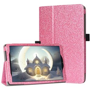 caweet case for tcl tab 8 le (model: 9137w) 2023 release, (𝐍𝐨𝐭 𝐅𝐢𝐭 𝐓𝐂𝐋 𝐓𝐚𝐛 𝟖 𝐌𝐨𝐝𝐞𝐥: 𝟗𝟎𝟑𝟖𝐒), premium leather stand cover with magnetic closure, glitter pink