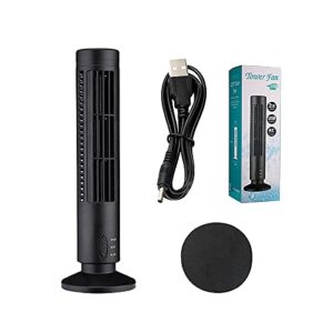 VALSEEL USB Tower Fan Bladeless Air Conditioner Small Fan, 2 Speeds Electric Fan, 33cm Mini Vertical Conditioner Office Desk Fan