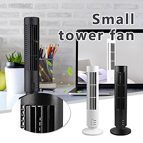 VALSEEL USB Tower Fan Bladeless Air Conditioner Small Fan, 2 Speeds Electric Fan, 33cm Mini Vertical Conditioner Office Desk Fan