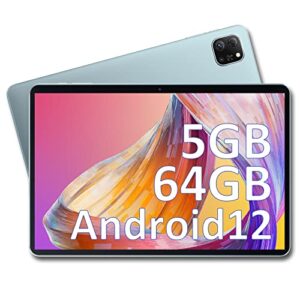 oscal 2023 newest android 12 tablet, 10.1 inch tablets with 64gb rom 1tb expand, 25w/6580mah fast charging, 800 x 1080p hd ips touch screen, 2+5mp dual camera, wifi, bt, google certified, blue