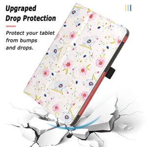 Caweet Case for TCL Tab 8 LE (Model: 9137W) 2023 Release, (𝐍𝐨𝐭 𝐅𝐢𝐭 𝐓𝐂𝐋 𝐓𝐚𝐛 𝟖 𝐌𝐨𝐝𝐞𝐥: 𝟗𝟎𝟑𝟖𝐒), Premium Leather Stand Cover with Magnetic Closure, White Flower