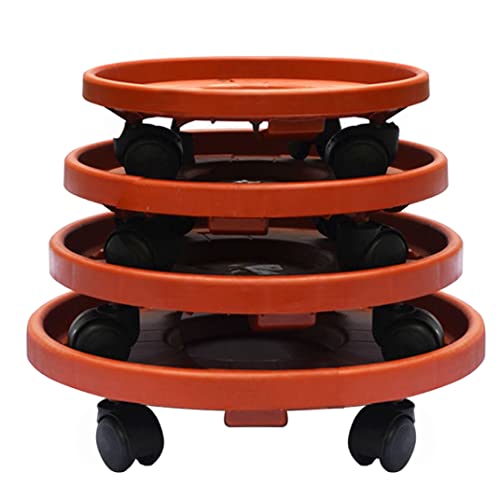 KUYYFDS Plant Saucers, Plant Pallet Caddy Flower Pot Stand Rolling Tray Round with Universal Wheels Style4