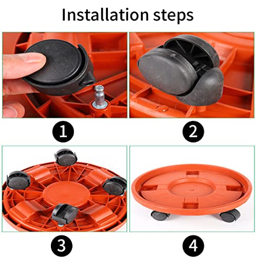 KUYYFDS Plant Saucers, Plant Pallet Caddy Flower Pot Stand Rolling Tray Round with Universal Wheels Style4