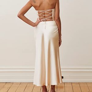 Leyajedol Women Y2k 2 Piece Skirt Set Low Cut Slim Fit Crop Top Low Waist Bodycon Maxi Skirt Outfit Summer Clubwear