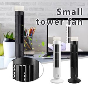 VKEKIEO Oscillating Tower Fan with Light, Small Quiet Cooling Fans Lamp, Electric USB Desk Light with Bladeless Fan for Bedroom Home Office Room, Standing Fan Night Light (Black)