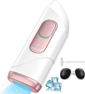 laser hair removal device with cooling function for women and men, at-home permanent ipl hair removal with latest dual ice technology, unlimited flash for facial legs arms whole body use