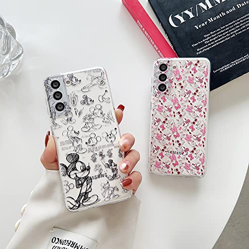 KeQili [2 Pack] for Galaxy Note 10 Plus Minnie Mickey Case,Cute Cartoon Sketching Graffiti Minnie Mouse Mickey Mouse TPU Women Girls Clear Phone Cover for Samsung Galaxy Note 10 Plus