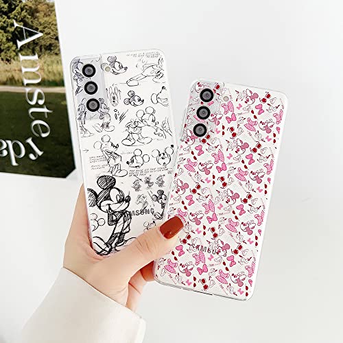 KeQili [2 Pack] for Galaxy Note 10 Plus Minnie Mickey Case,Cute Cartoon Sketching Graffiti Minnie Mouse Mickey Mouse TPU Women Girls Clear Phone Cover for Samsung Galaxy Note 10 Plus