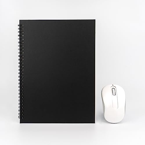 Ykimok 1 Pack College Ruled Notebook, Soft Black Cover Spiral Notebook, Memo Notepad Sketchbook, Students Office Business Diary Spiral Book Journal, 120 Pages, 60 Sheets, 10 x 7.5 Inch