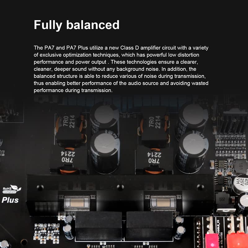 Topping PA7 Series PA7 Plus XLR TRS RCA Input Fully Balanced High Performance Power Amplifiers (PA7 Plus Black)
