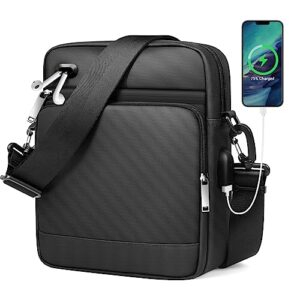messenger bag for men,compact small shoulder crossbody bag with usb charging port,11.3 inch waterproof lightweight anti-theft satchel side bags crossbody bag for men women college work travel casual
